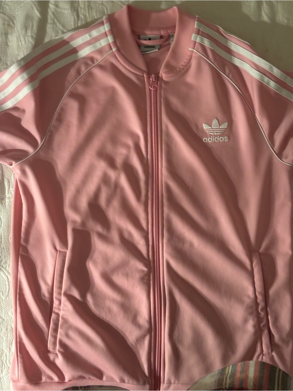 adidas Pink Women's Originals Track Jacket with White Stripes